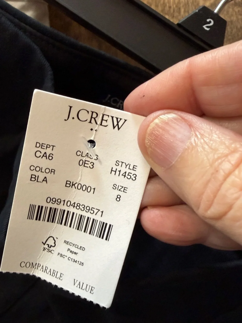 J CREW Classic Preppy Minimalist Black 100% Cotton 5